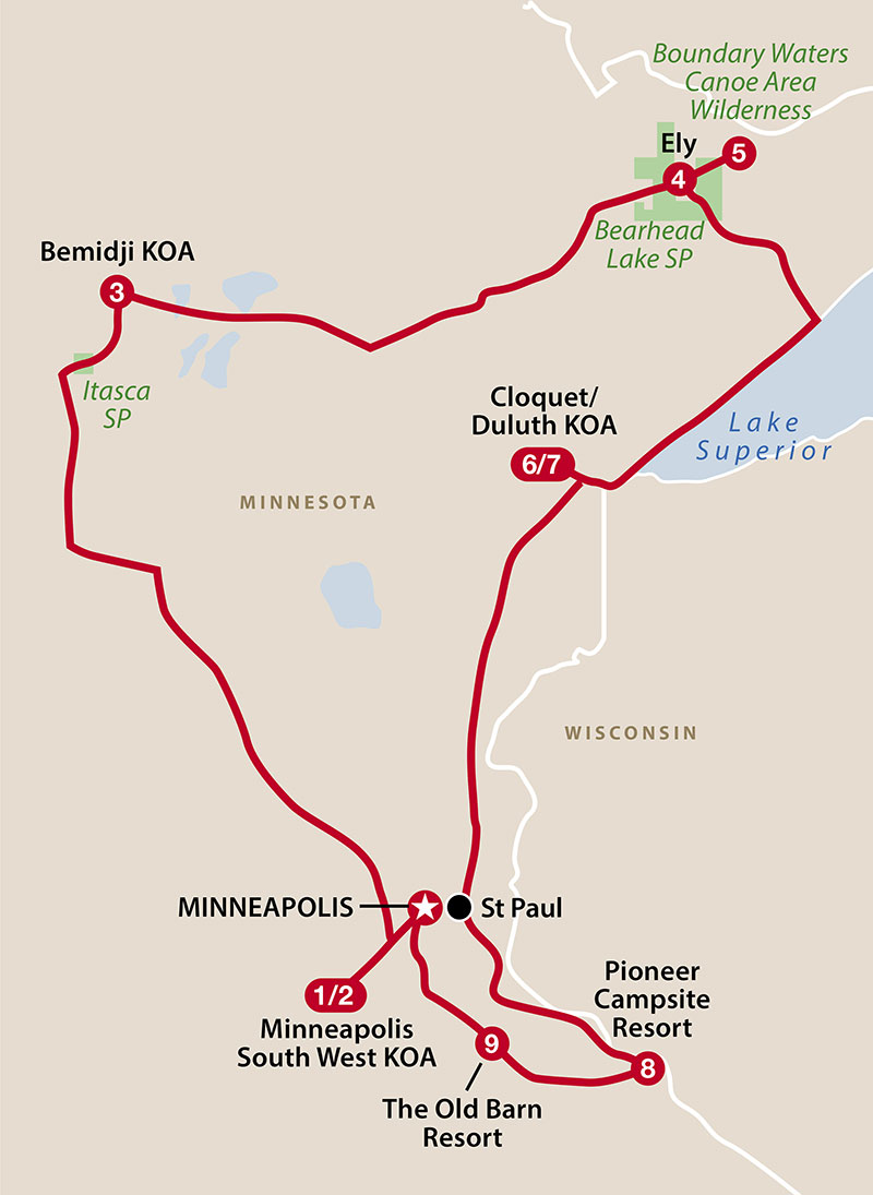 Mapa del recorrido Vida salvaje de Minnesota