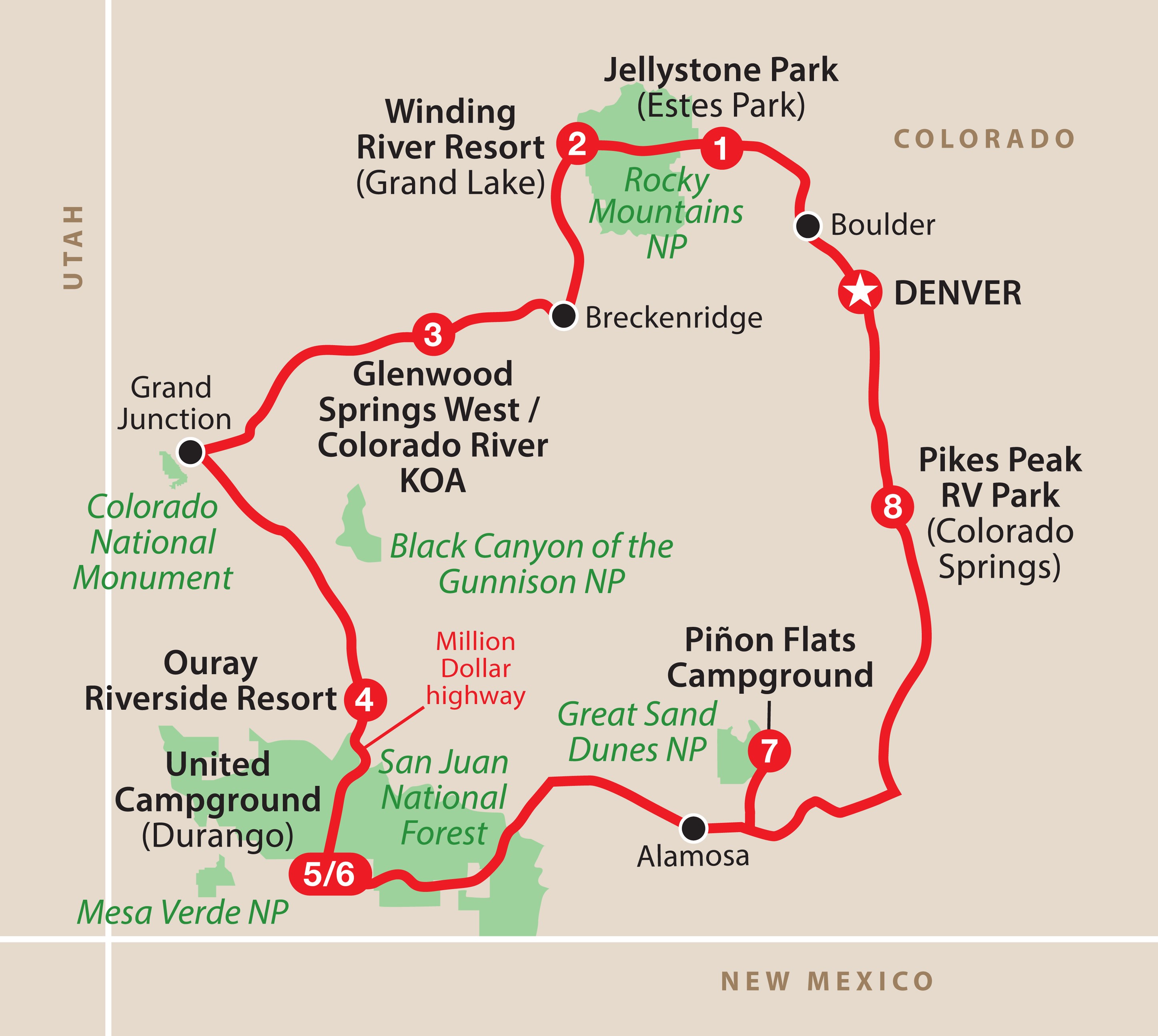 Mapa del recorrido Rocky Mountain High