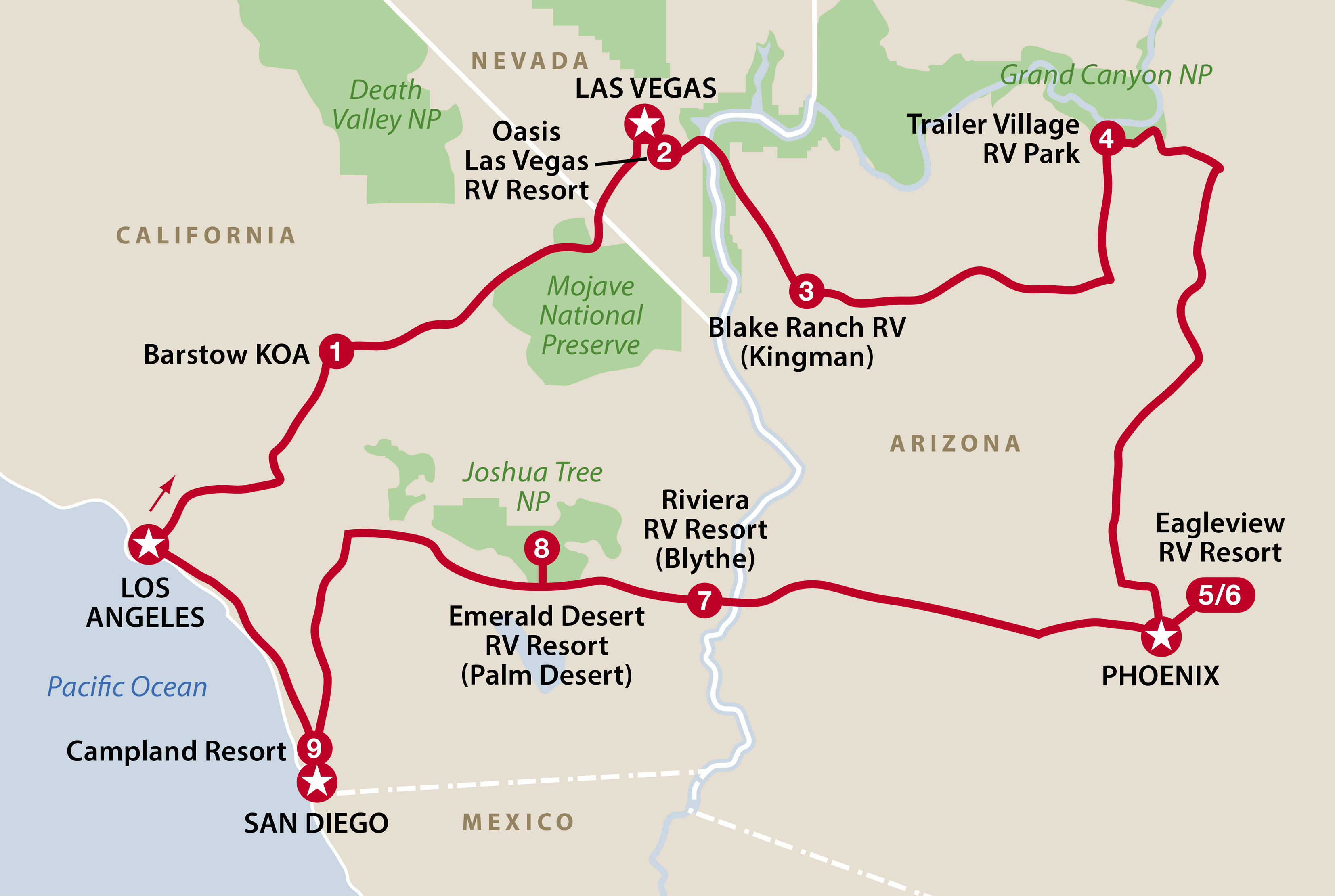 Mapa del recorrido Triángulo de tres estados